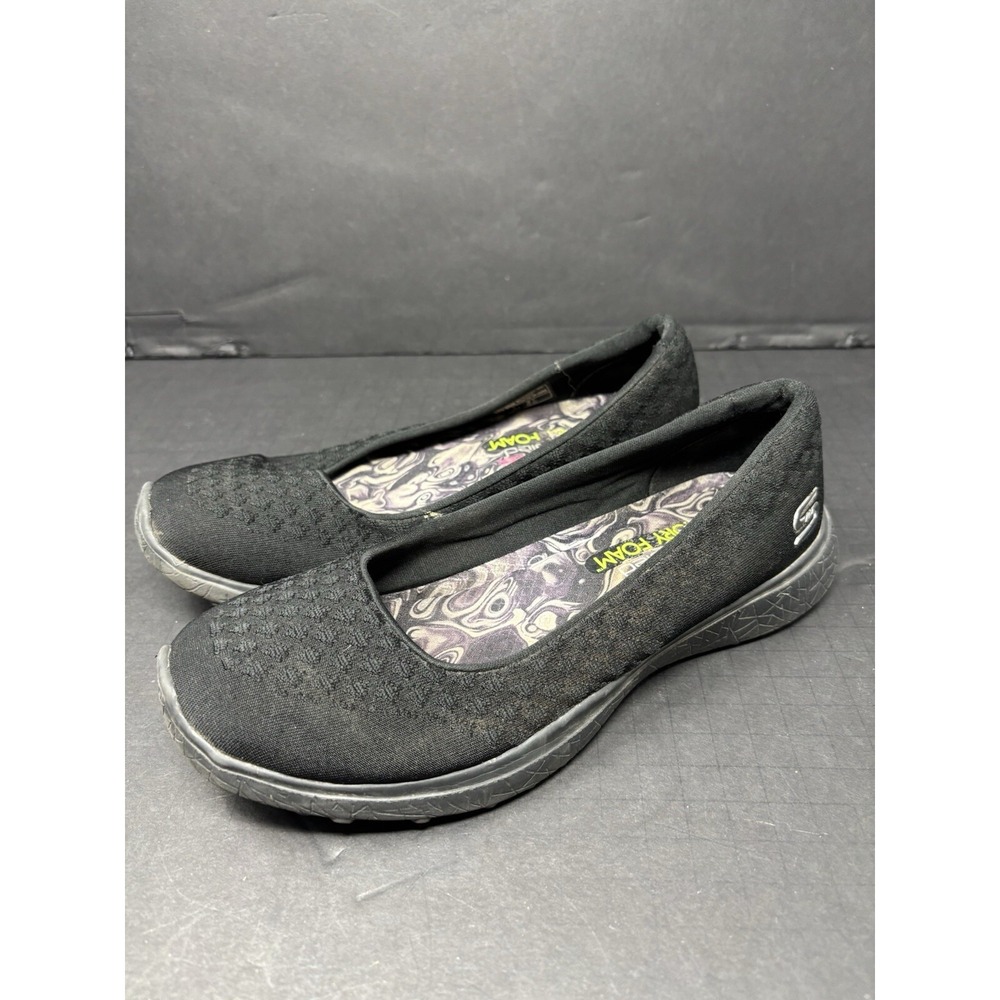 Skechers Womens Microburst One Up Slip On Sneakers Shoes Black 23312 Low Top 6.5